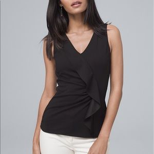 White House Black Market Sleeveless Crepe Ruffle
